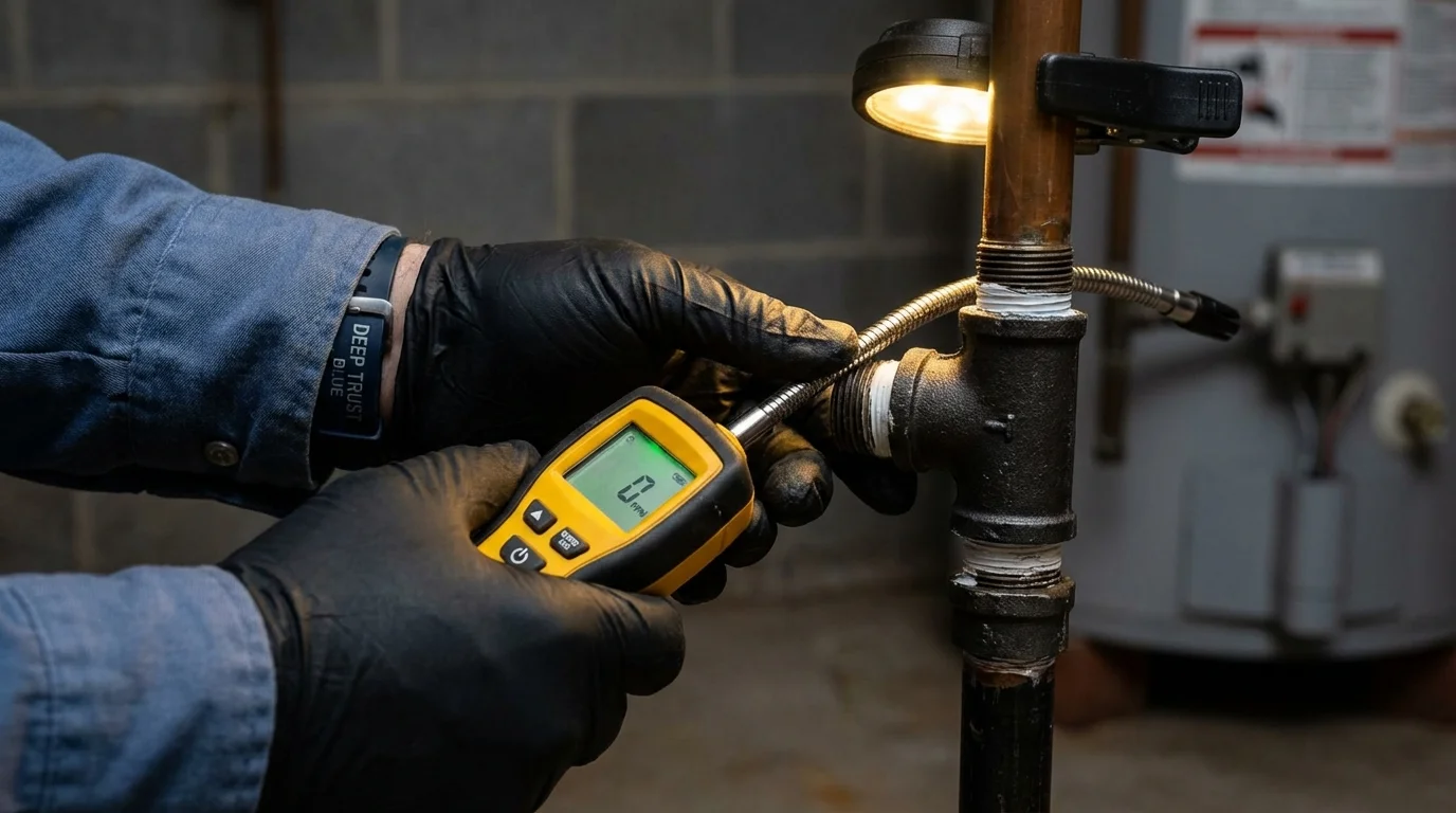Gas leak detection with electronic sniffer by Johns Plumbing LLC in Glen Oaks