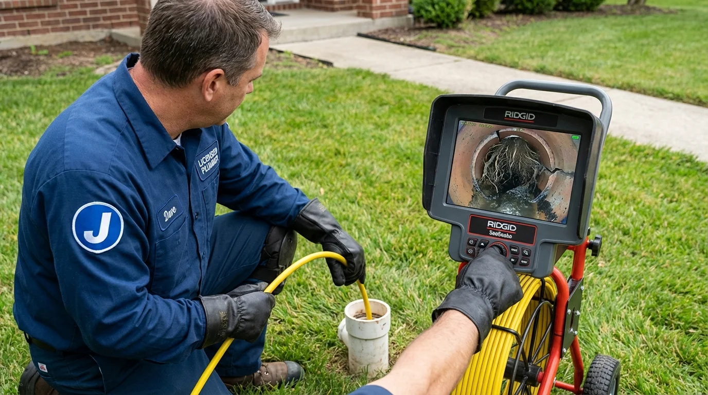 Sewer camera inspection being performed by Johns Plumbing LLC in Glen Oaks